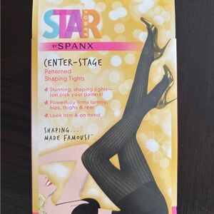 New Spanx Plus Size E Tights Ribbed  Patterned Shaping Black Star Power